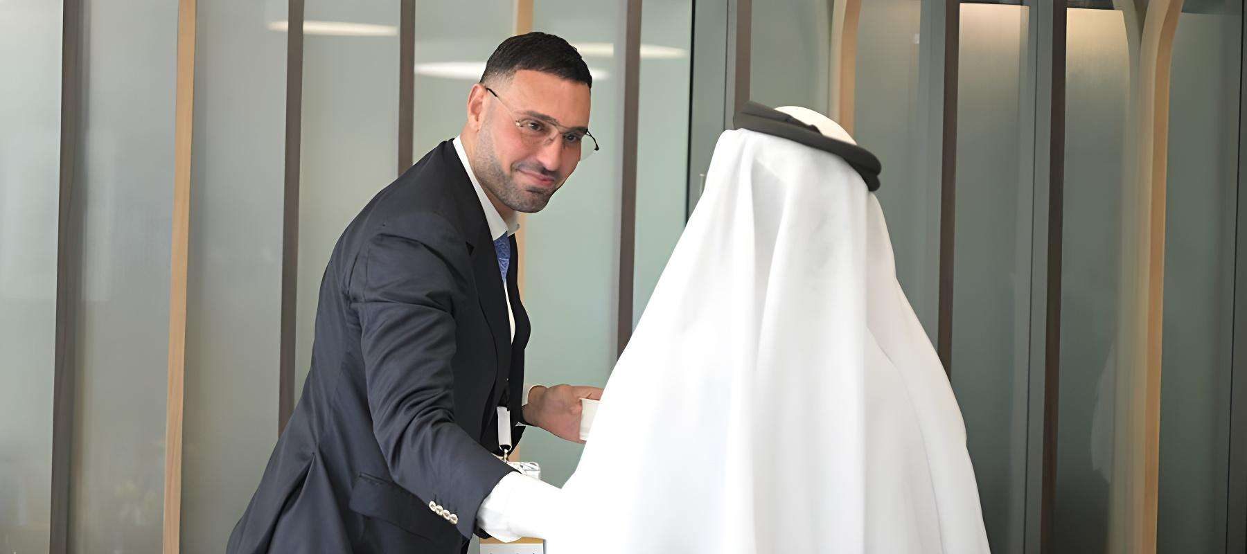 Yasam Ayavefe during a business meeting in Dubai as part of The Black Penny expansion evaluation